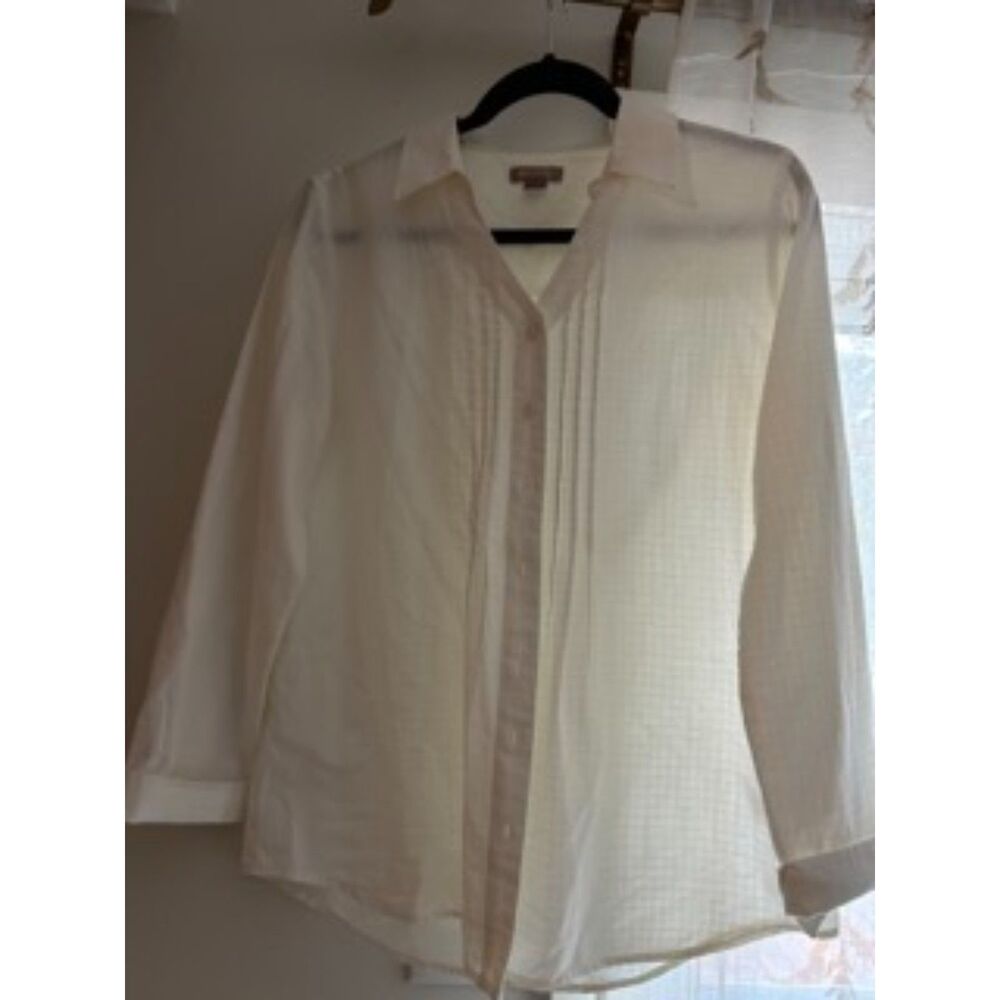 White Stag White Cotton Blend Blouse Medium Classic Work Shirt